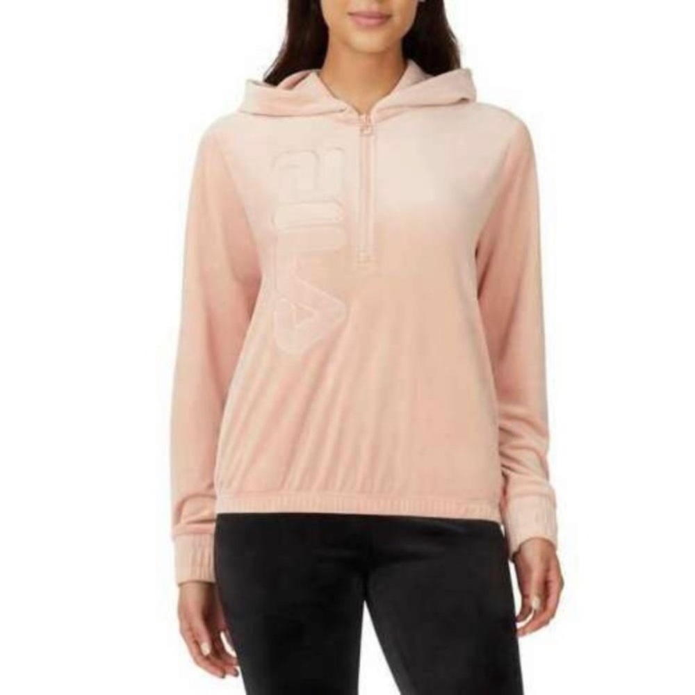 Fila Velour Half Zip Hoodie Sweatshirt